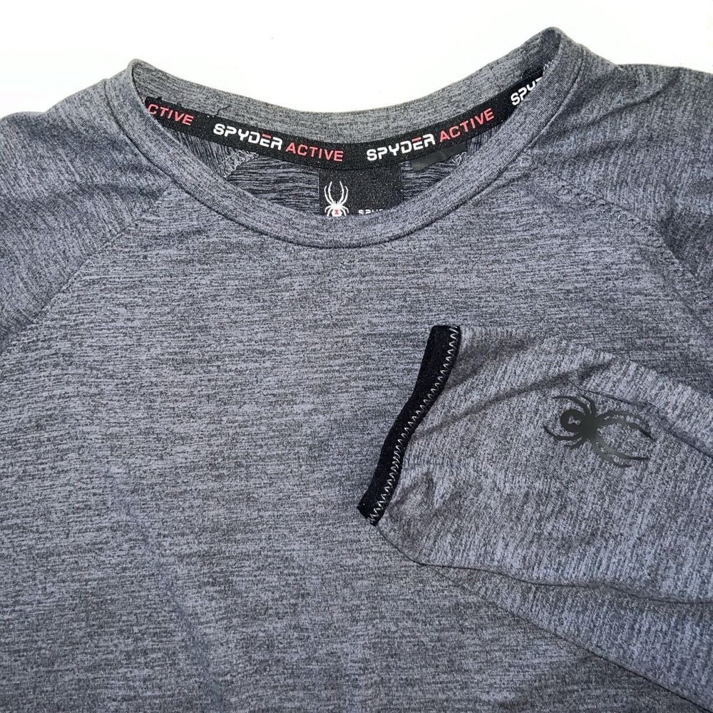 Spyder Active Men's Small Gray‎ Stretch Breathable Long Sleeve Crewneck Shirt